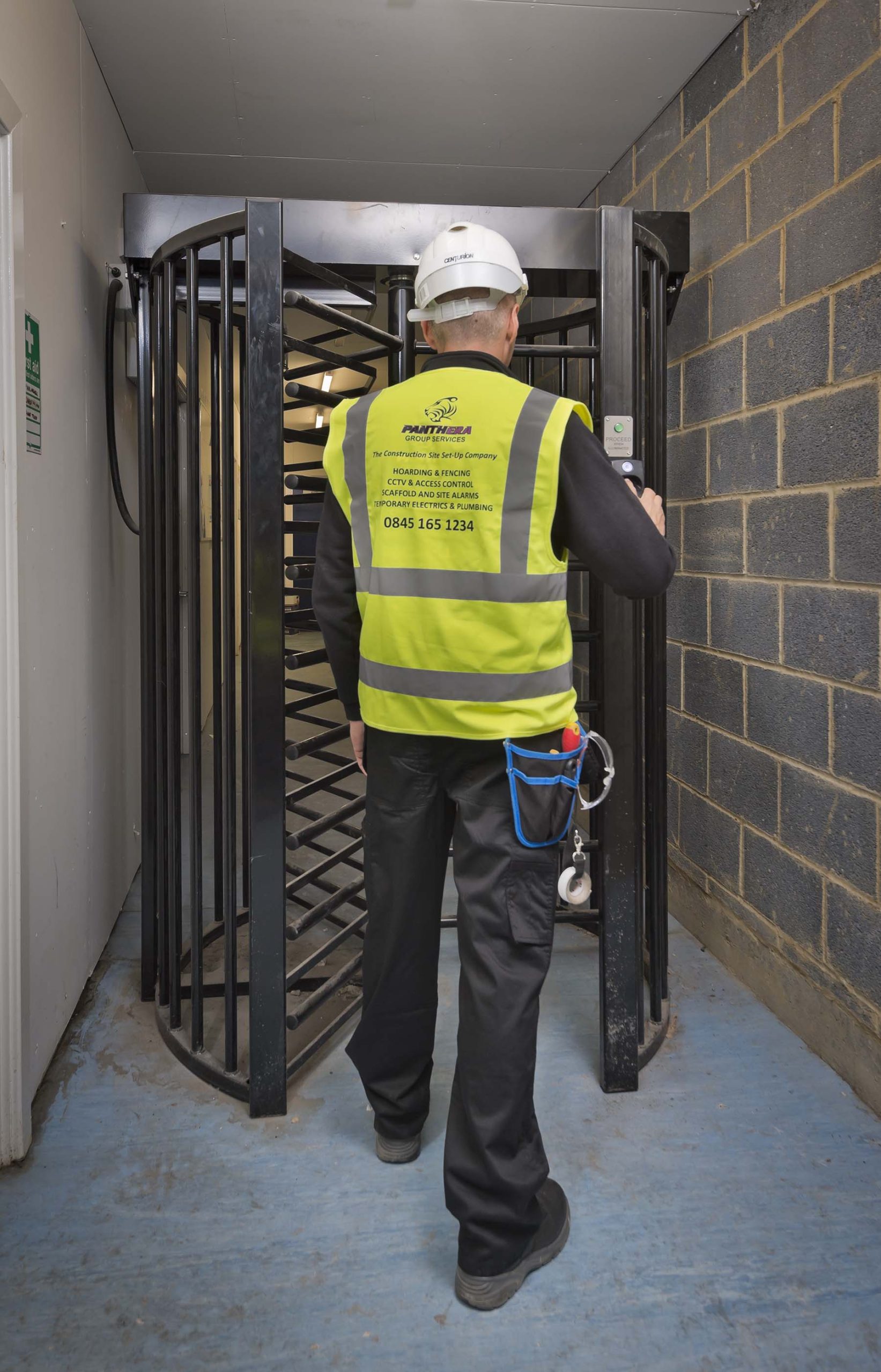 access control gate being installed