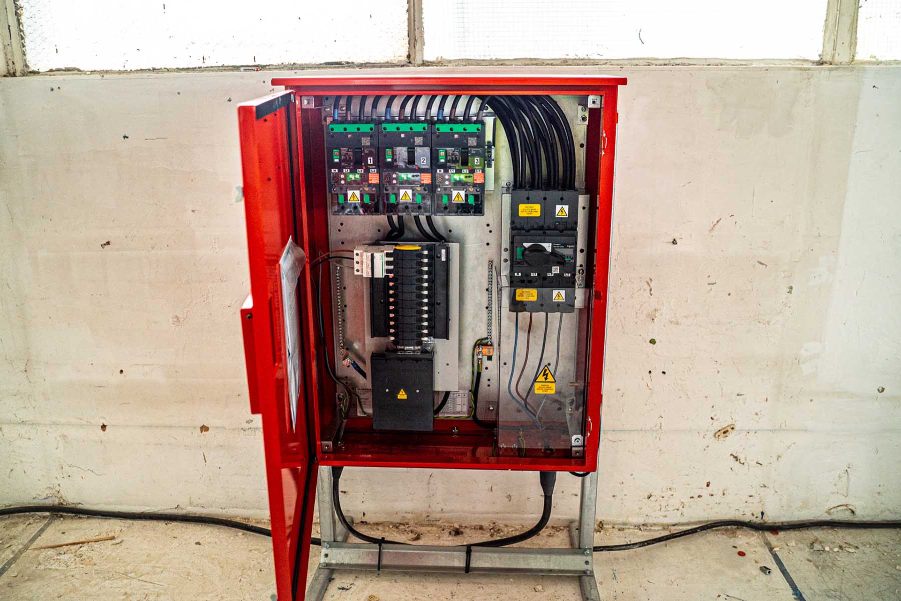 internal view of temporary electric box