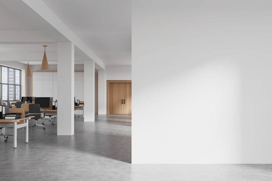 fixed wall system in office