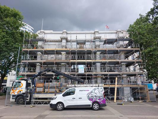 panthera group van in front of scaffolding