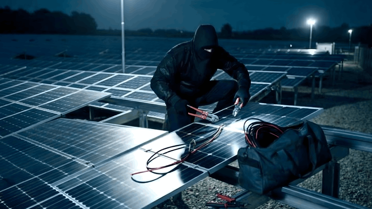 Secure your solar farm from criminals targeting cables and equipment with Panthera's advanced hoarding, fencing, and CCTV systems.